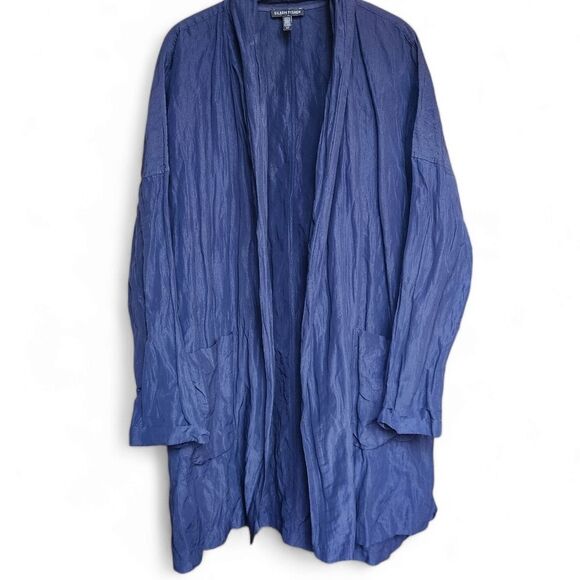 Eileen Fisher rumpled organic cotton open front kimono top oversize S - Picture 3 of 8